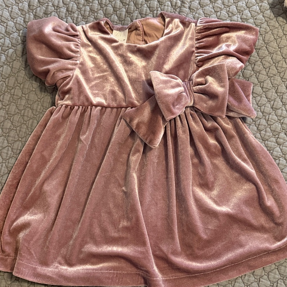 Zara Blush Velvet Formal Dress for Kids